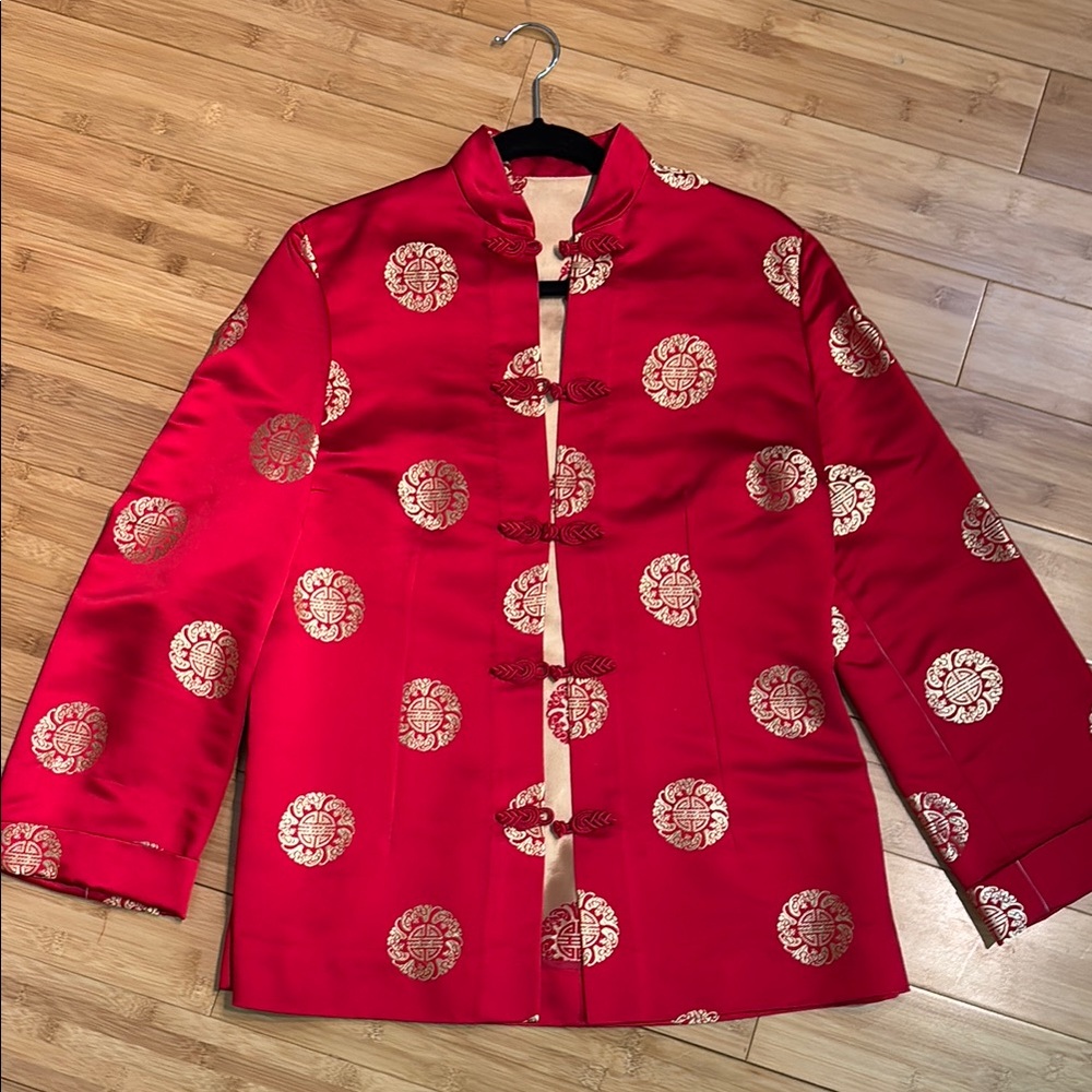 Pristine Hand Sewn Red and Gold Silk Traditional Jacket